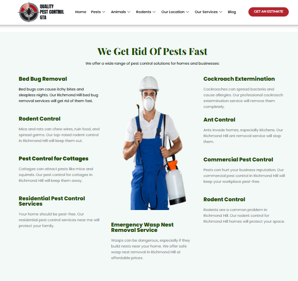 Pest Control Richmond Hill Page Re-Design