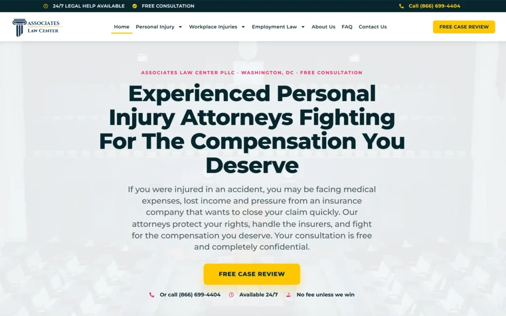 Associates Law Center website homepage