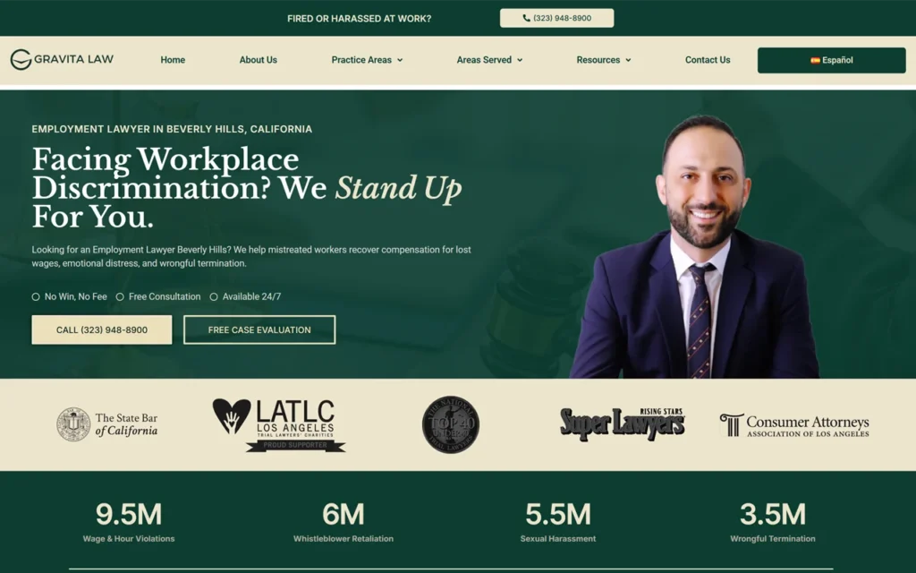 Gravita Law website homepage