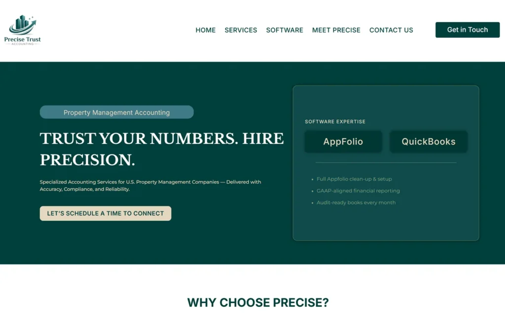 Precise Trust Accounting website homepage